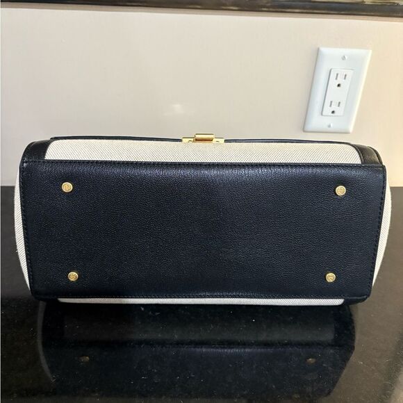 Tory Burch Black and Cream Satchel with Structured Design - Picture 6 of 7